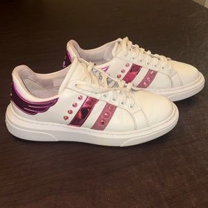 John Richmond pink&white studded leather sneakers 8.5